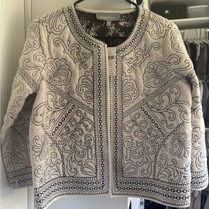 Diane Gilman Gray Blazer with Ornate Embroidery